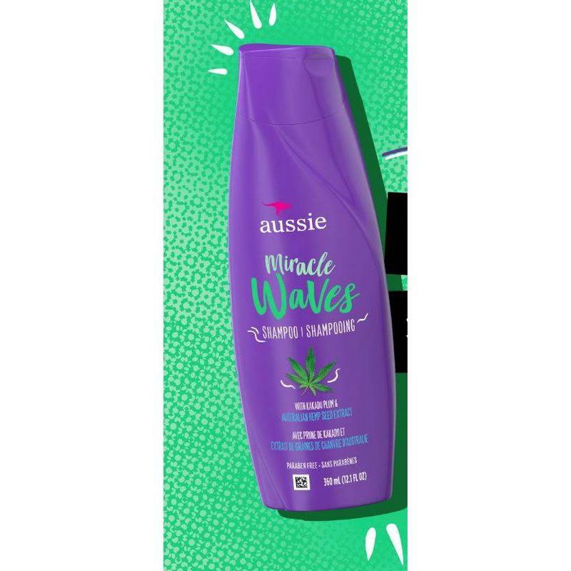 Aussie Miracle Waves Anti-Frizz Hemp Paraben-Free Shampoo - 12.1 fl oz