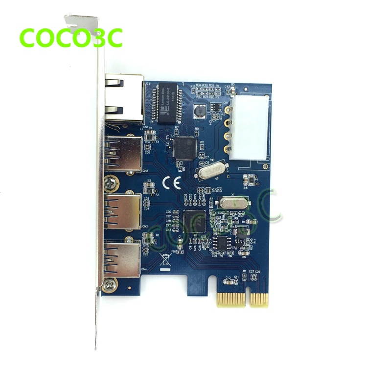 PCI-e to External 3 ports USB 3.0+ RJ45 Gigabit Ethernet Network card USB3.0 + 1000M LAN Port Combo PCI express card