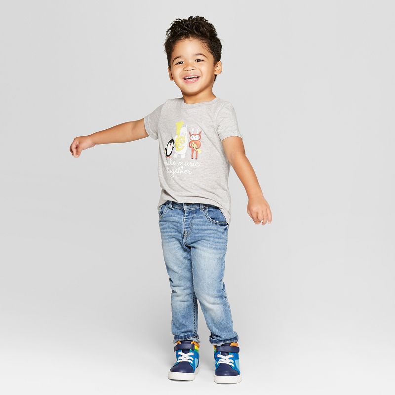 Toddler Boys' Critter Music Short Sleeve T-Shirt - Cat & Jack™ Heather Gray 12M