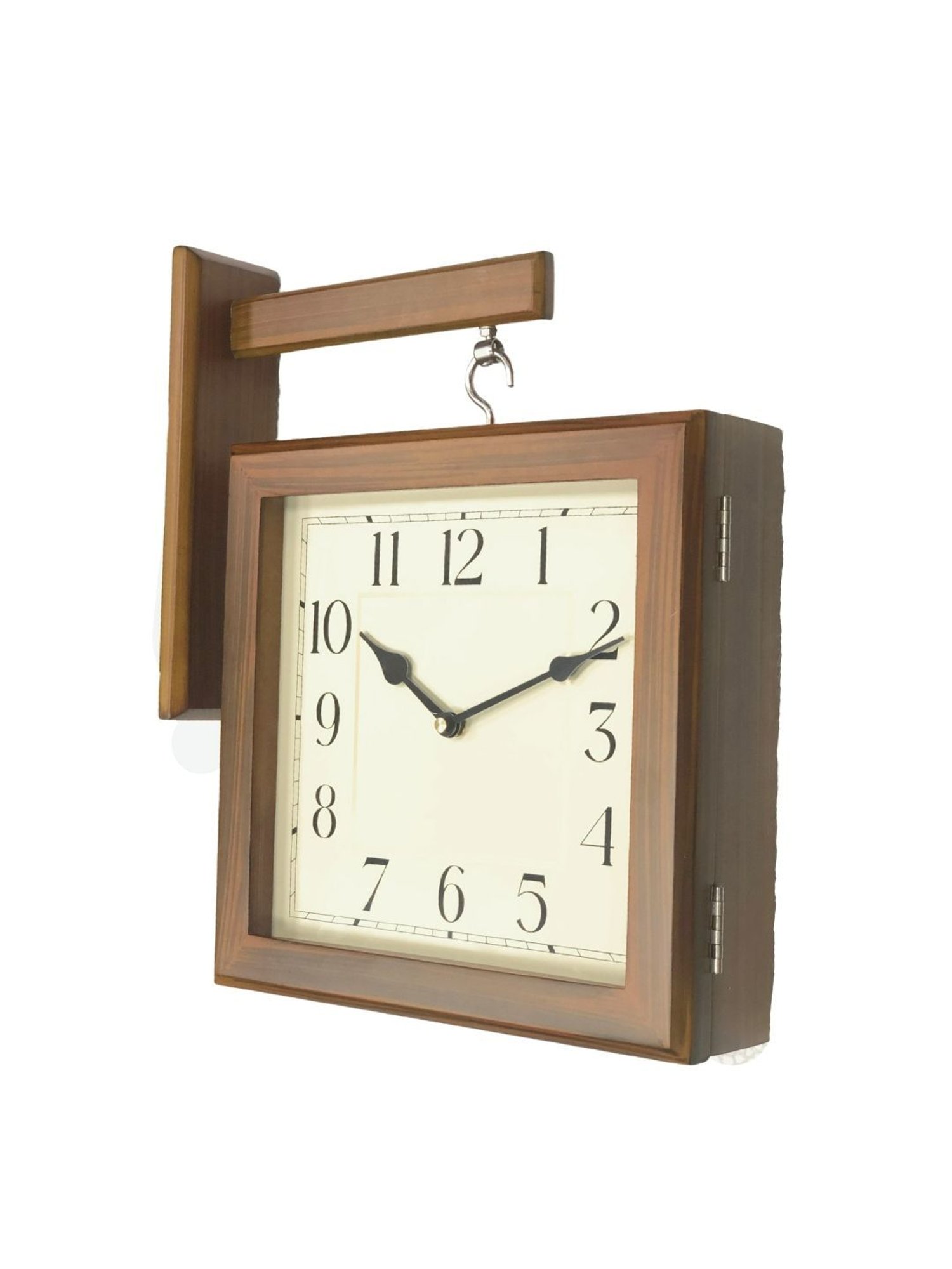 CHRONIKLE Square Brown Wood Wall Clock