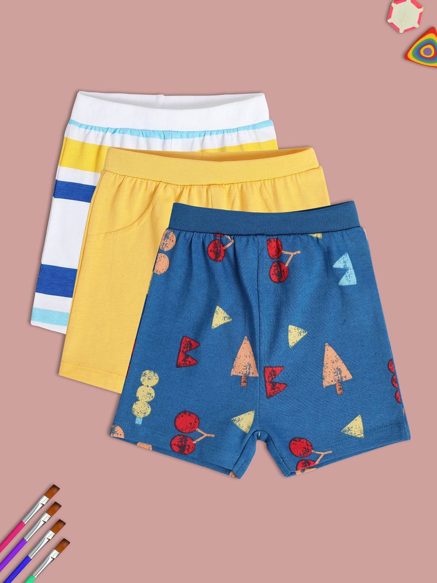 Bumzee Kids Multicolor Printed Shorts (Pack Of 3)