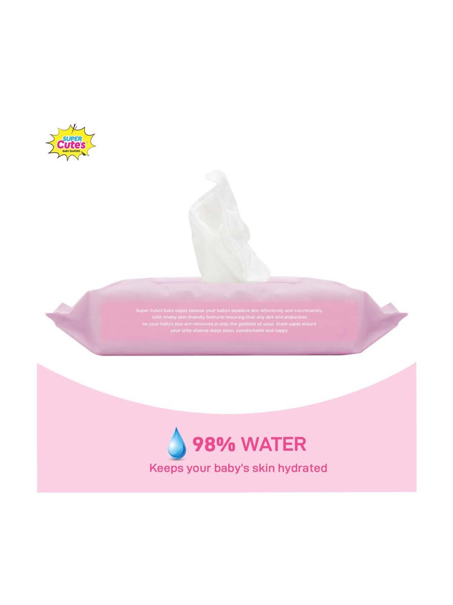 Super Cute's Premium Soft Cleansing Baby Wipes with Aloe Vera (72 Wipes) - Pack of 5