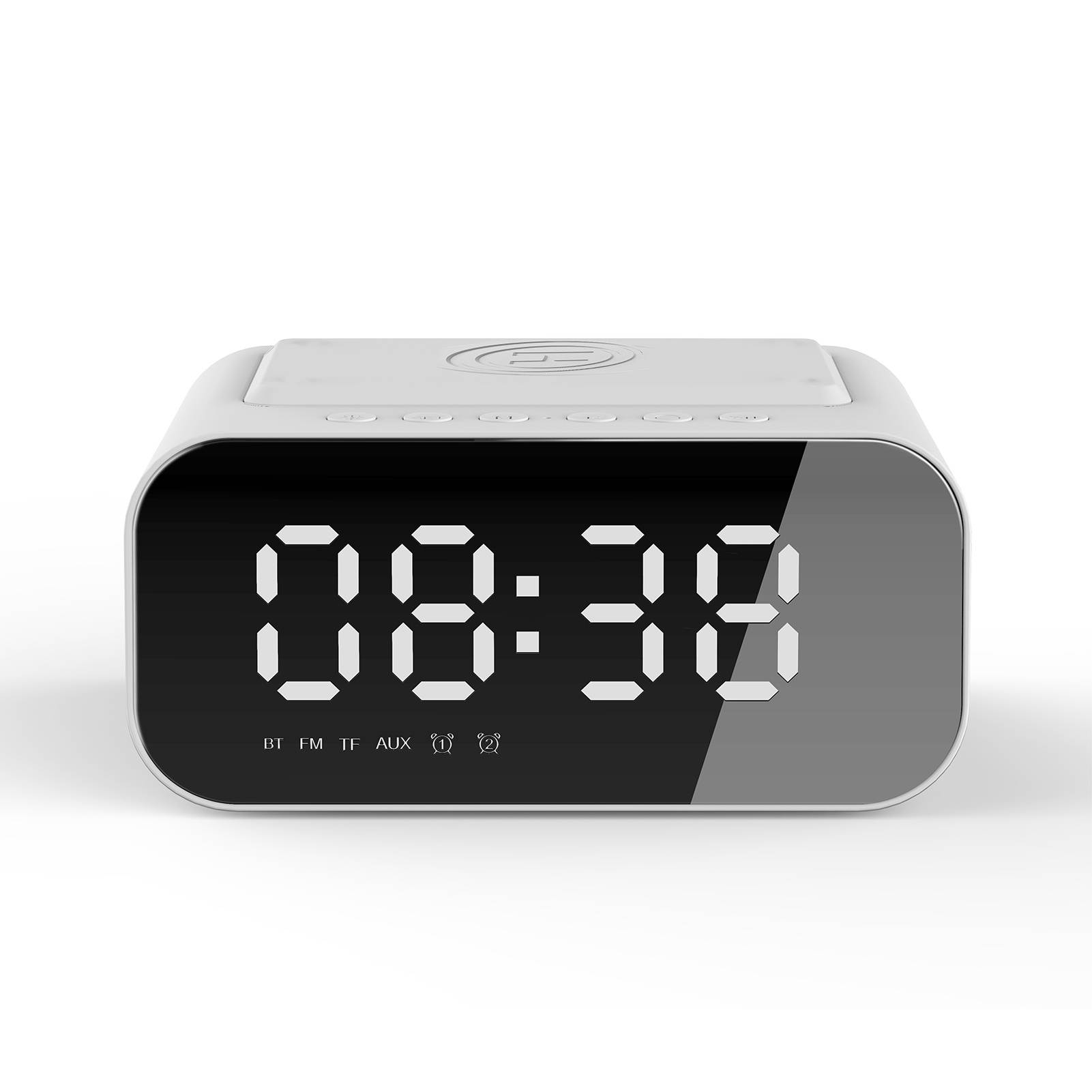 KKmoon BT Speaker LED Digital Clock Multifunctional Sound Box Wireless Charger Desk Clock FM Radio Wireless Charging Device Alarm Clock for Home Office Dormitory