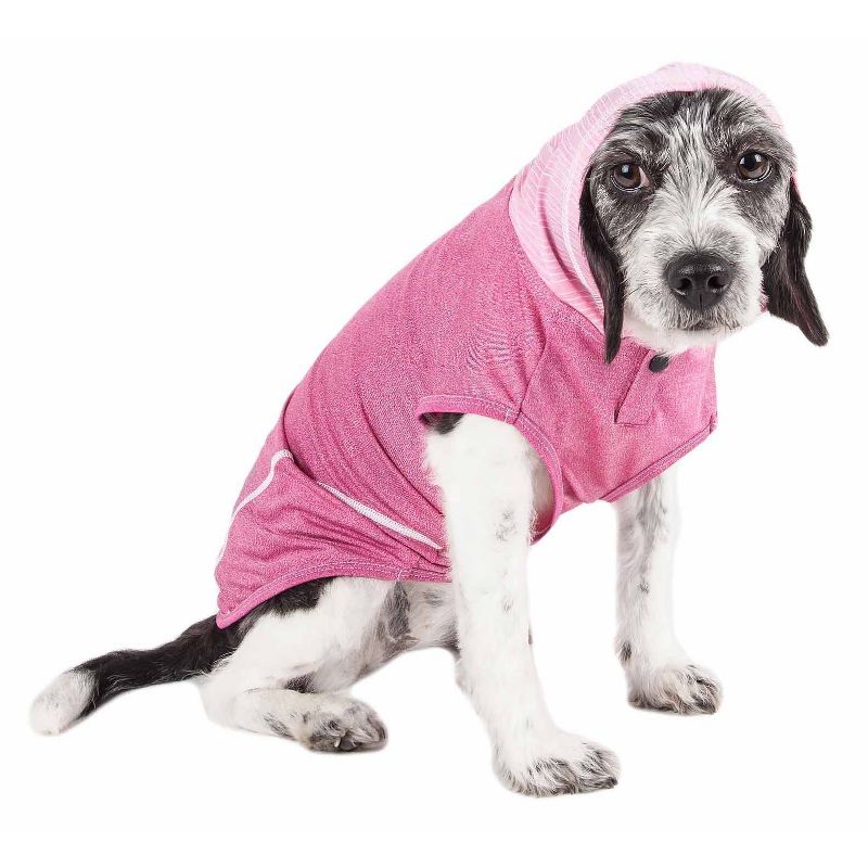 Pet Life Active Pull-Rover 4-Way Stretch Two-Toned Performance Sleeveless Hoodie Dog and Cat T-Shirt - Pink - XS