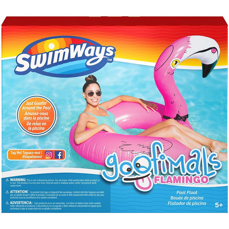 SwimWays Goofimals Cute 43-Inch Outside Giant Water Inflatable Flamingo Pool Float for All Ages