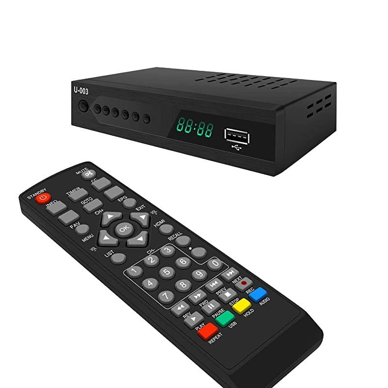 Analog to Digital TV Converter Box  U003 SetTop Box for HDTV Live 1080P ATSC Converter with TV Tuner Time Shift EPG PVR Recording Playback Media Player Digital Clock Timer Freeview