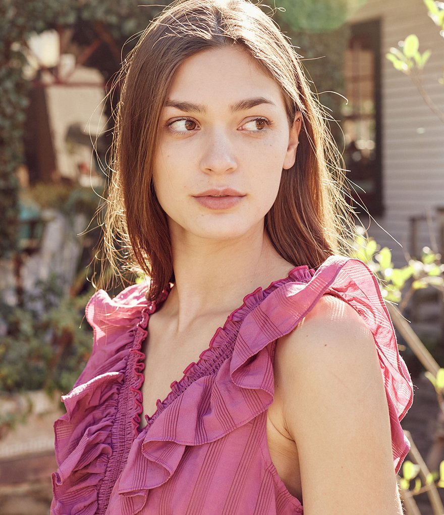 Shabby Chic Elodie V-Neck Sleeveless Ruffle Dress