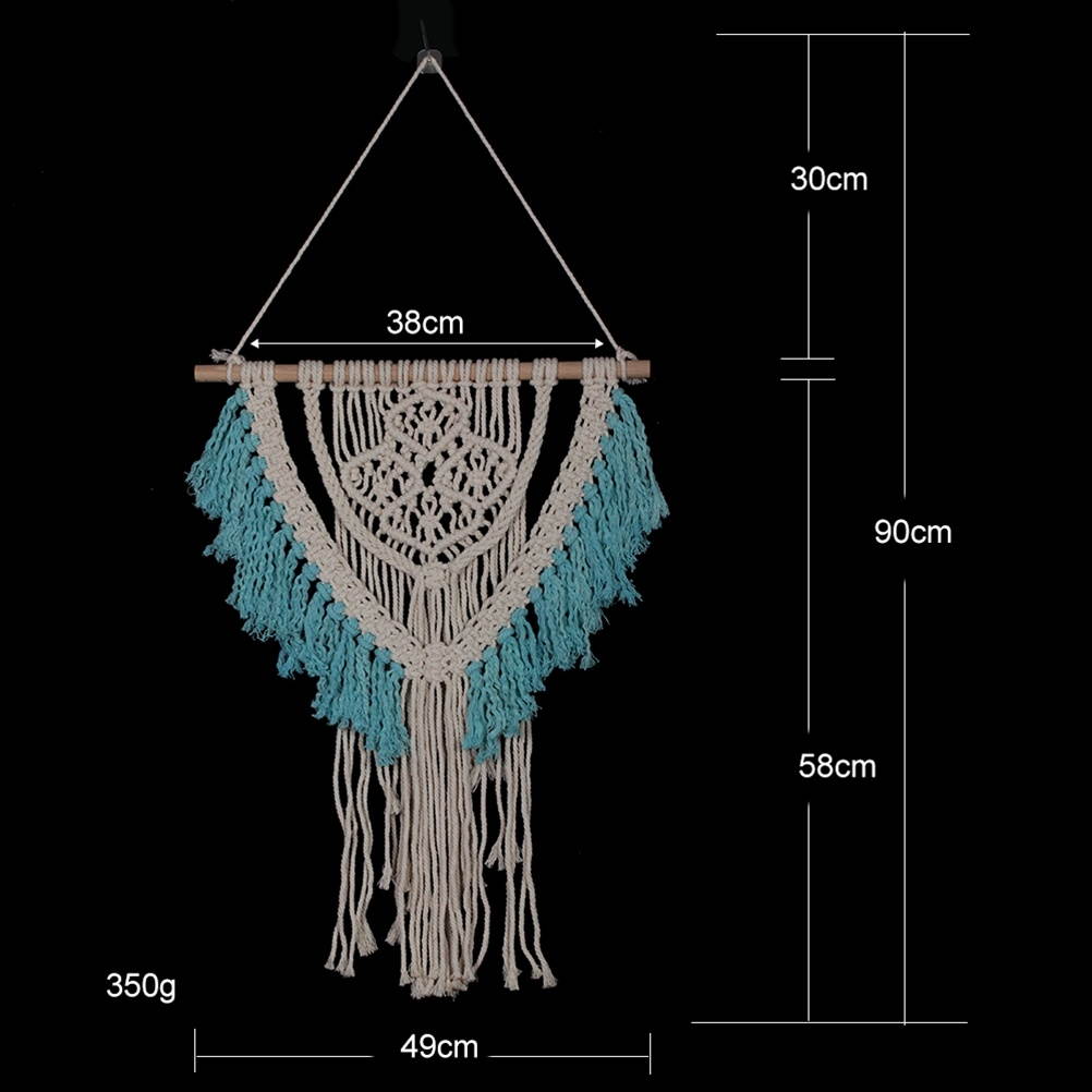 58x49cm Handmade Tassel Wall Hanging Tapestry Ornament Craft Indoor Home Hanging Decor (Beige)