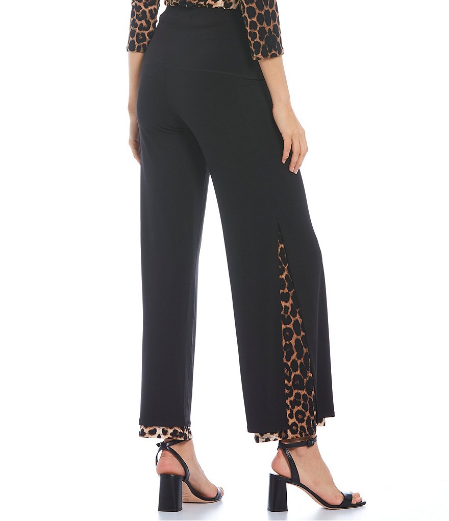 Eva Varro High Waist Solid Knit Leopard Print Leg Inset Coordinating Pants