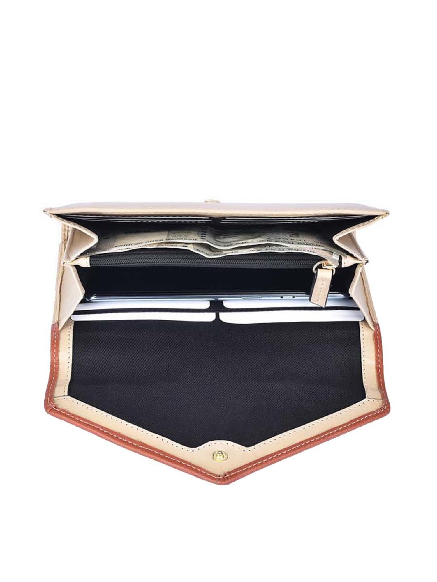 BELWABA Beige & Tan Color Block Wallet for Women