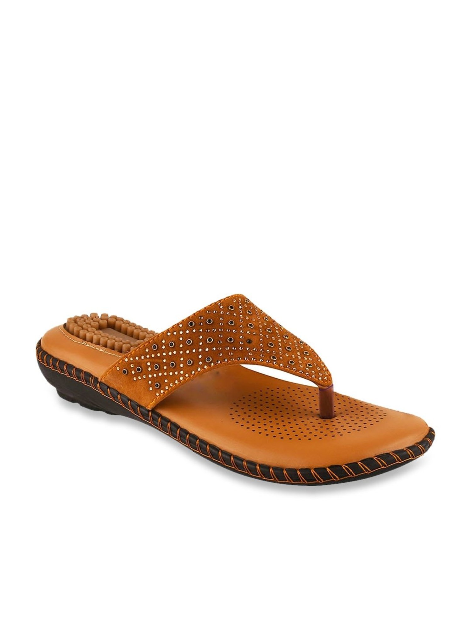 The White Pole Women's Brown Thong Sandals