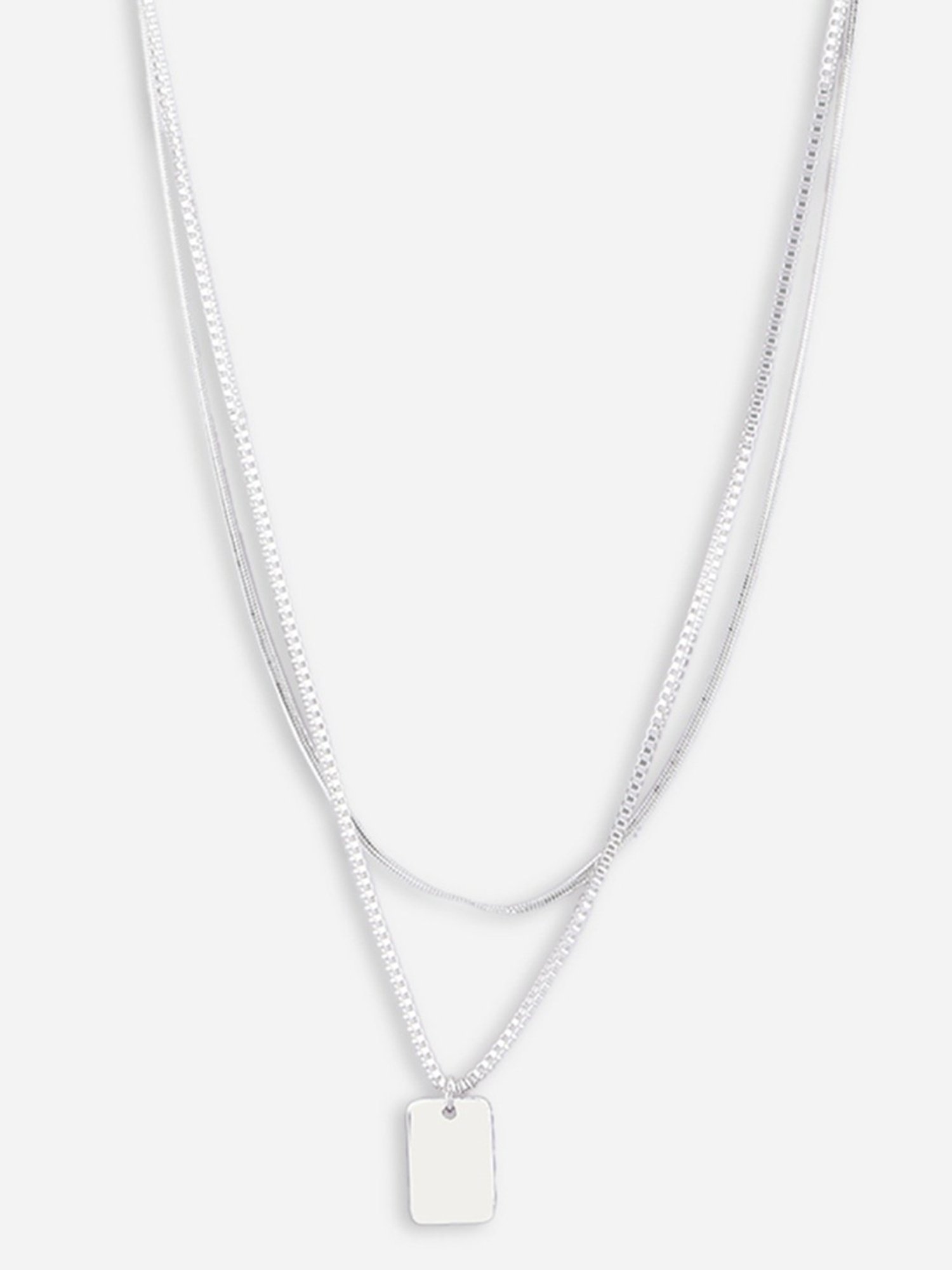 Bold By Priyaasi Men's Stylish Silver-Plated Dumbbell Pendant on a Trendy Chain