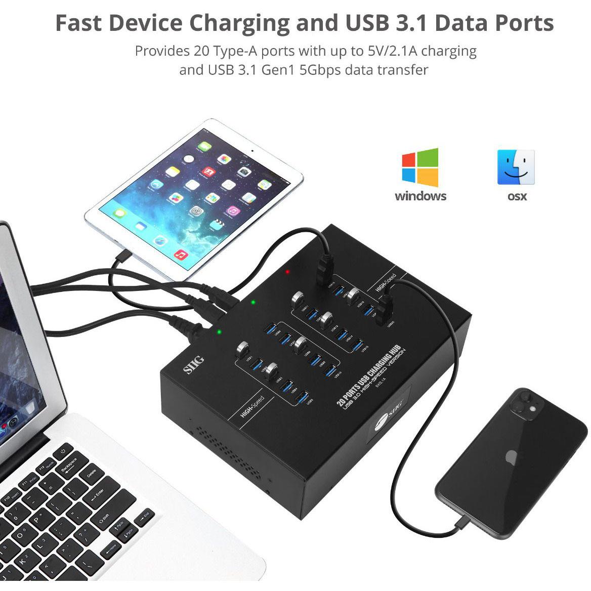 Siig 20-Port Industrial Usb 3.0 Hub With Charging