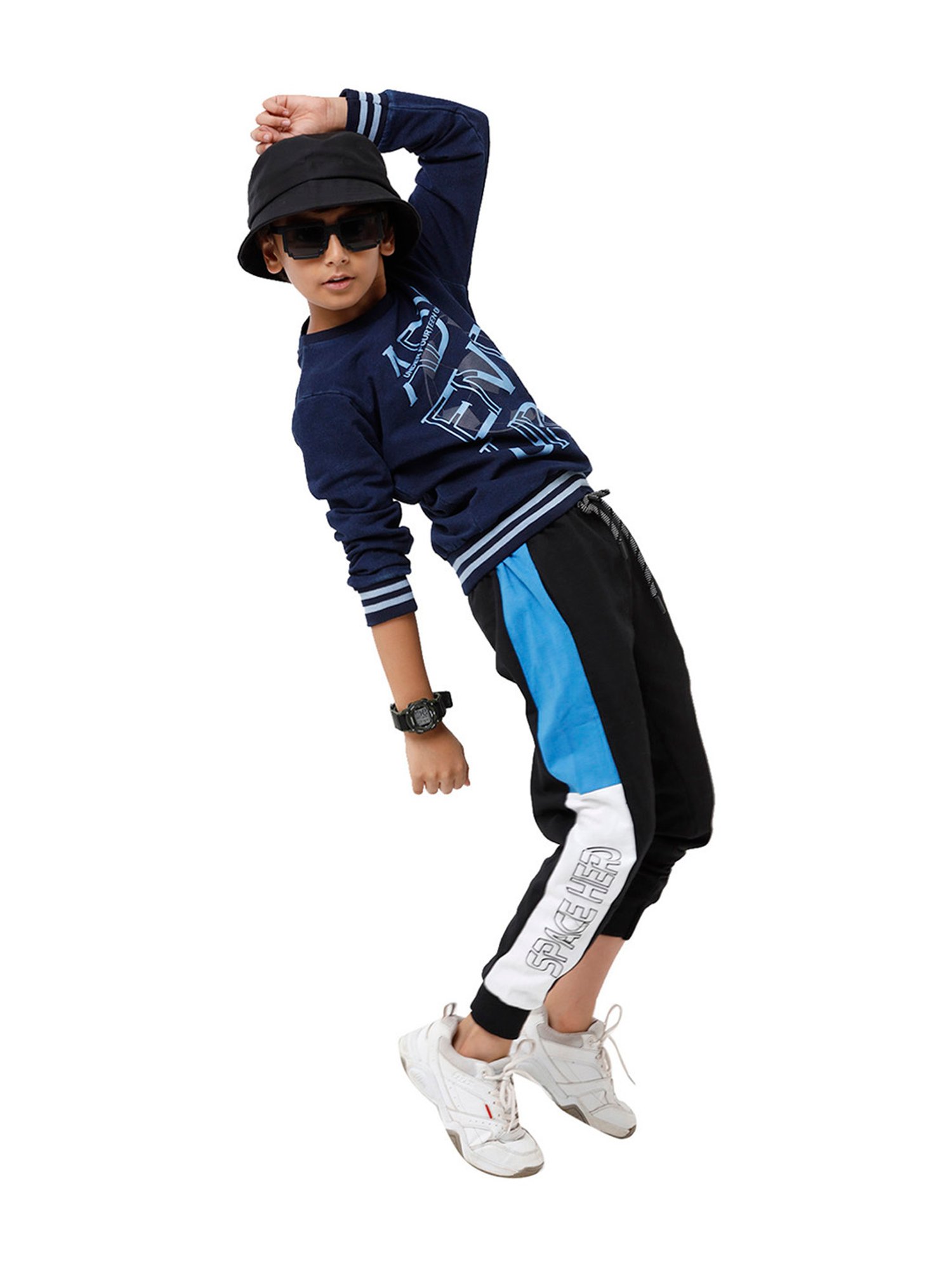 Under Fourteen Only Kids Navy Printed Full Sleeves T-Shirt