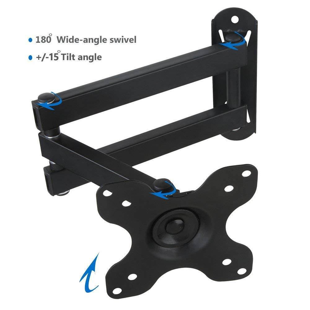 WALI TV Wall Mount Articulating LCD Monitor Full Motion 14" Extension Arm Tilt Swivel for Most 13" 15" 17" 19" 20" 22" 23" 24" 26" 27" 30" LED TV Flat Panel Screen with VESA 100x100,75x75 1330LM