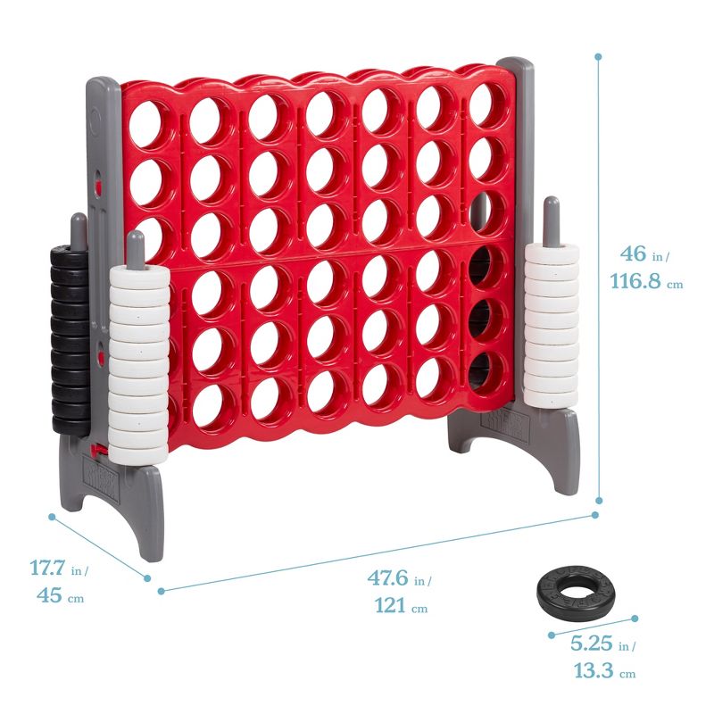 ECR4Kids Jumbo 4-to-Score Giant Game with Carry Bag, Lawn Game, Connect-All-4 - Red and Grey