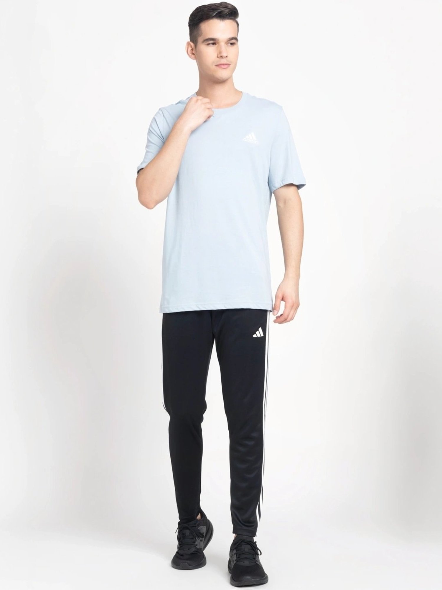 Adidas Blue Cotton Regular Fit T-Shirt