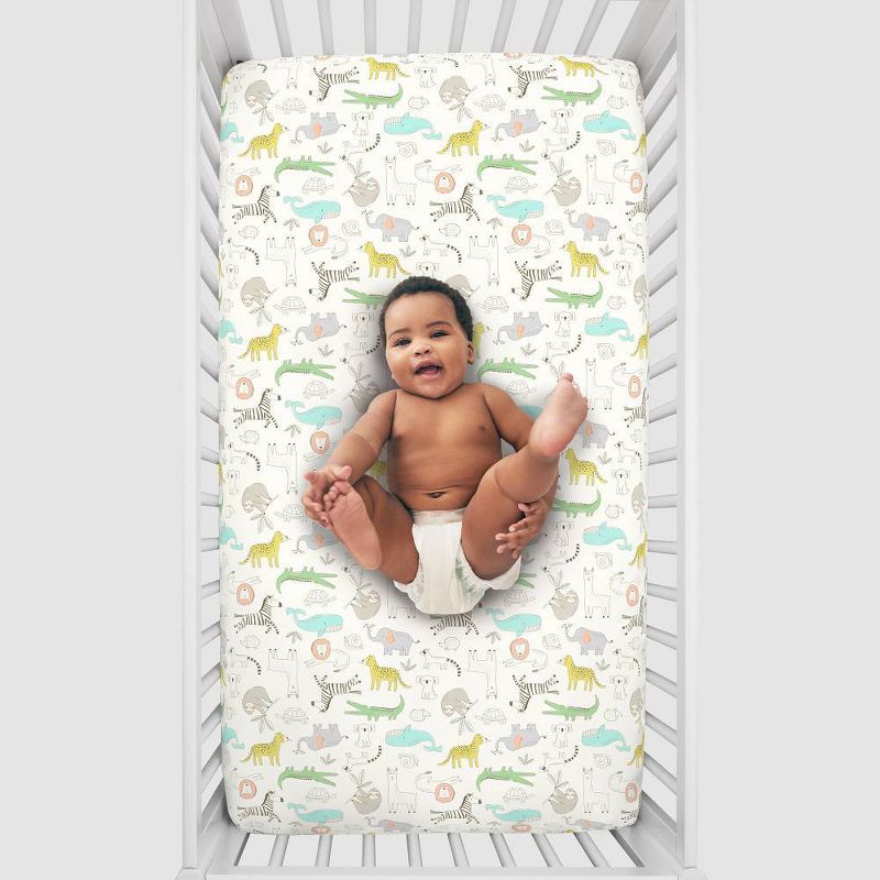 Carter's Colorful Zoo Animals Super Soft Fitted Crib Sheet