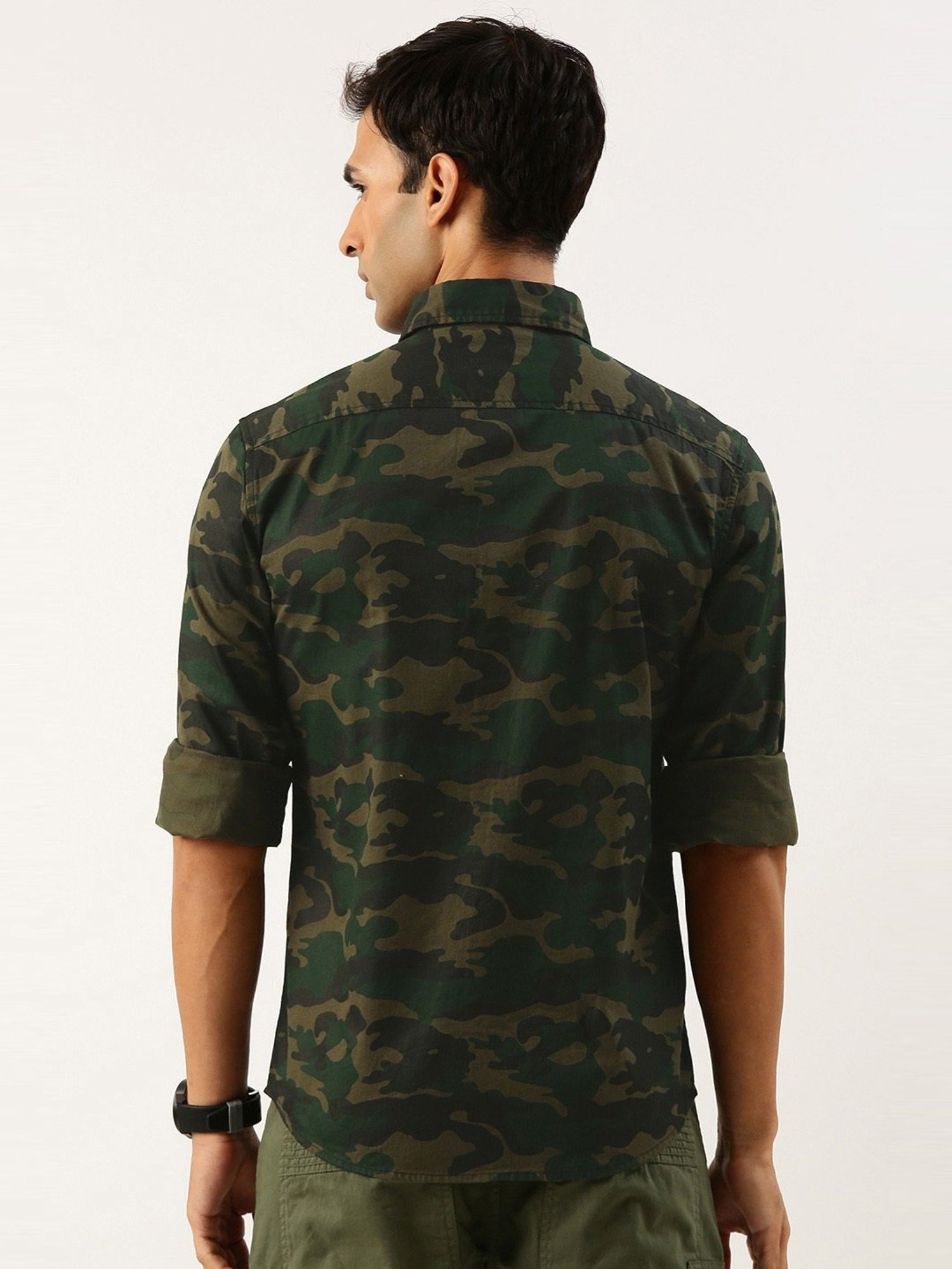 IVOC Olive Slim Fit Camouflage Shirt