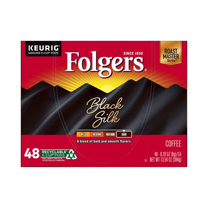 Folgers Black Silk Medium Roast Coffee - Keurig K-Cup Pods - 48ct