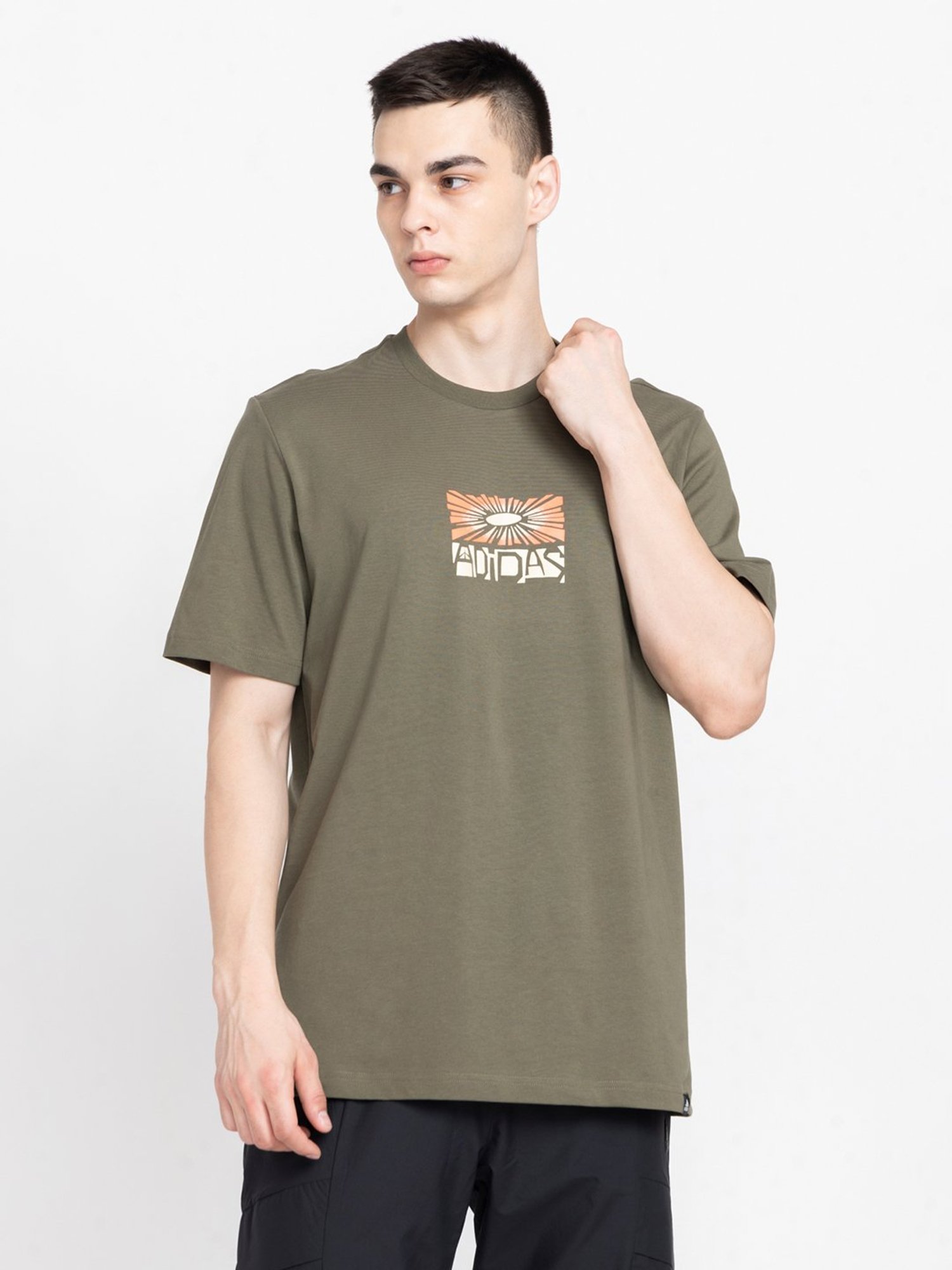 adidas Green Regular Fit Cotton Crew T-Shirt
