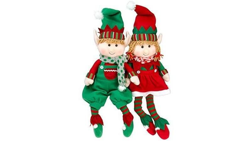 SCS Direct Elf Plush Christmas Stuffed Dolls - 18", Set of 2