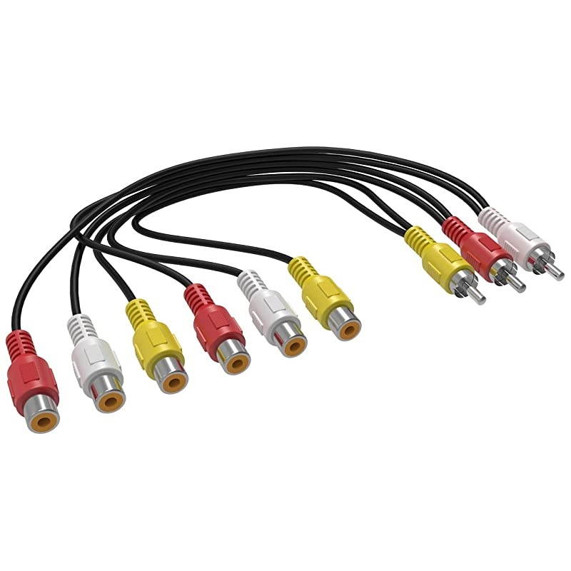 AV Cable Splitter,  3 RCA Male Plug to 6 RCA Female Jacks Composite Video Splitter Adapter Output Cables Cord