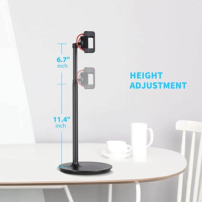 Tablet Ipad Stand Holder,  Adjustable Phone Stand, 360 Degree Rotating, Aluminum Alloy Cradle Desktop Holder Dock for 4.7"-12.9" Screen Phones, iPad, Nintendo Switch, Kindle, eBook Reader (Black)