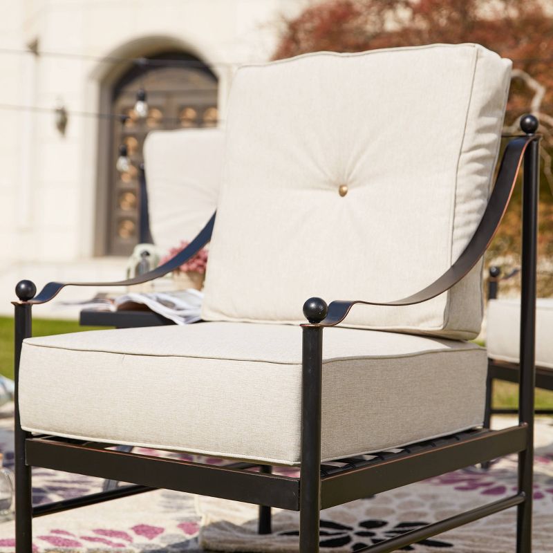 5pc Conversation Steel Patio Seating Sets Cream -  Lokatse