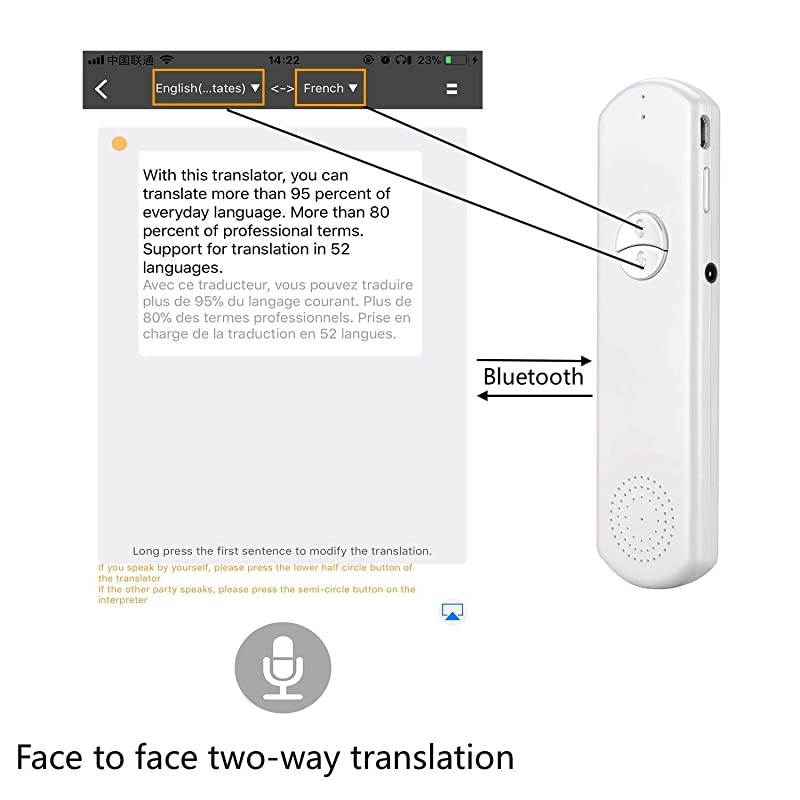 Way Easy Trans Smart Language Translator Device Electronic Pocket Voice Bluetooth 52 Languages for Meeting Learning Travel Shopping Business Fit for iPhone and Android White (WIFI/3G/4G/5G) &hellip;