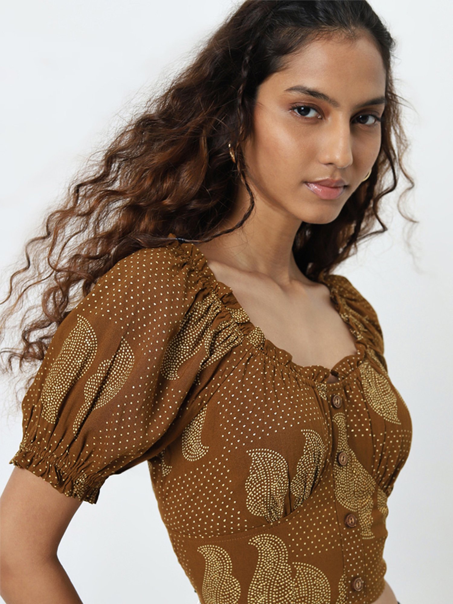Bombay Paisley by Westside Brown Bandhani Printed Top