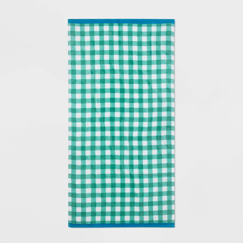Gingham Beach Towel Green - Sun Squad™