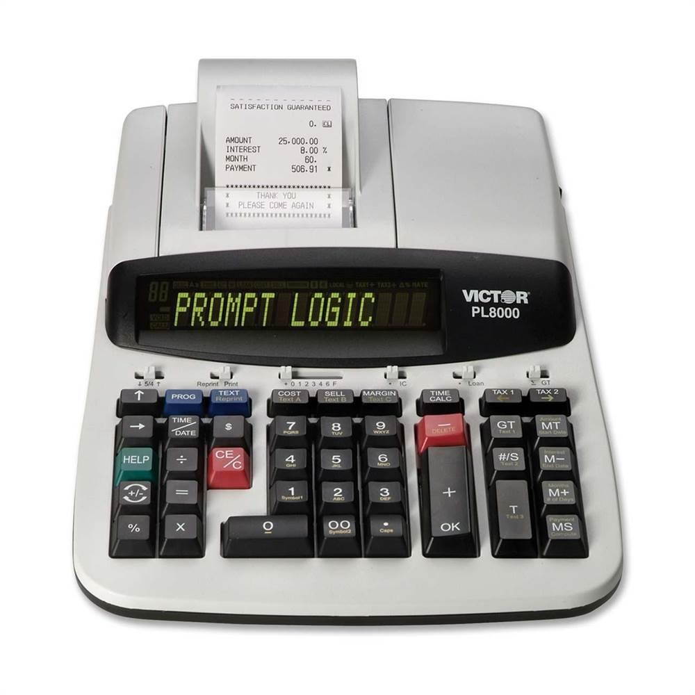 Victor PL8000 One-Color Prompt Logic Printing Calculator Black Print 8 Lines/Sec