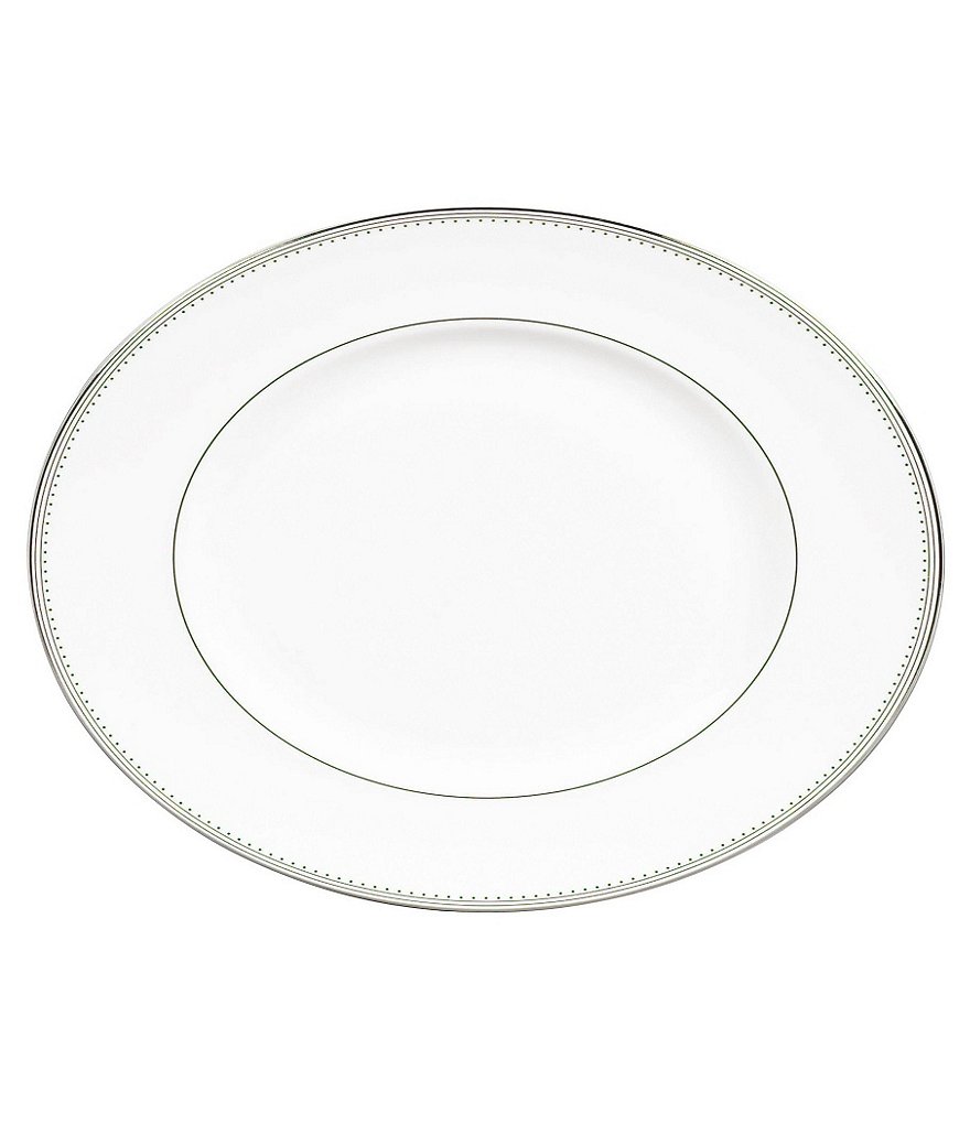 Vera Wang by Wedgwood Grosgrain Striped & Dotted Platinum Bone China Oval Platter