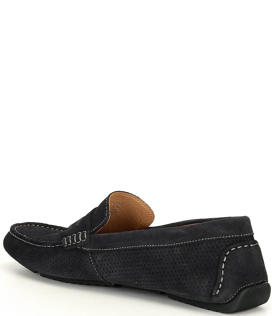 Flag LTD. Men's Morgan Kidsuede Leather Perforated Penny Loafer Moccasins