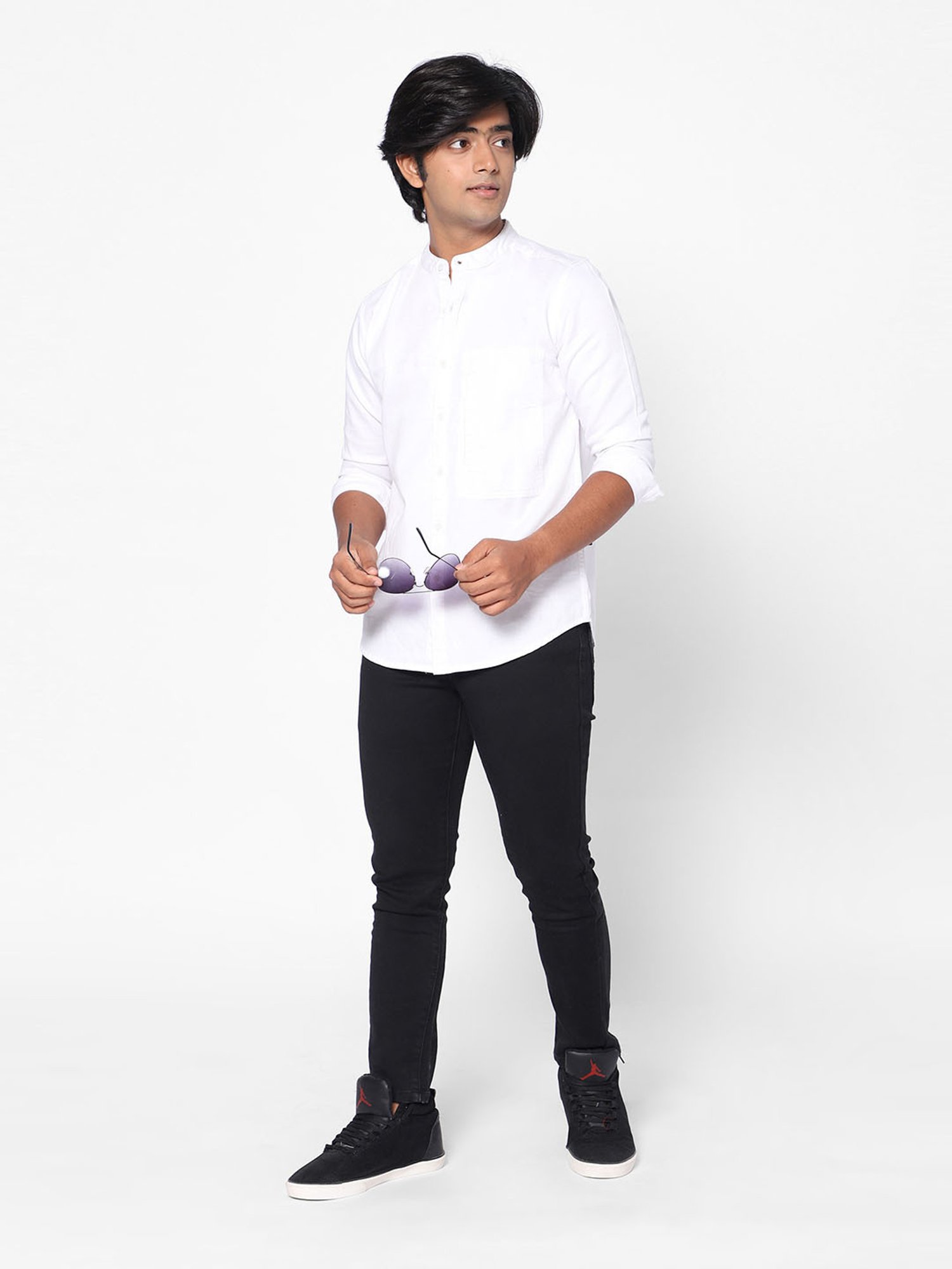 TeenTrums Boys White Solid Full Sleeves Shirt