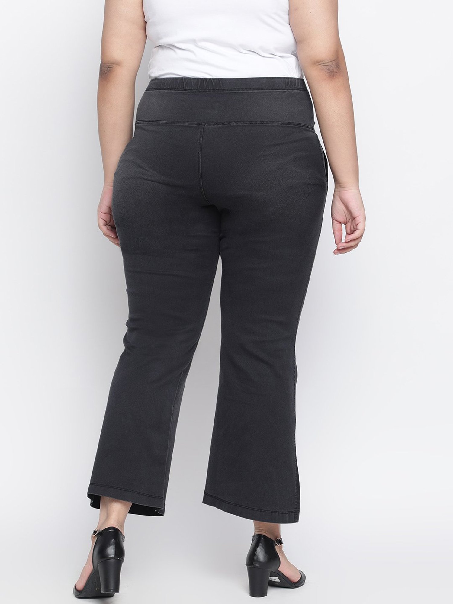 Amydus Charcoal Flared Fit High Rise Jeans