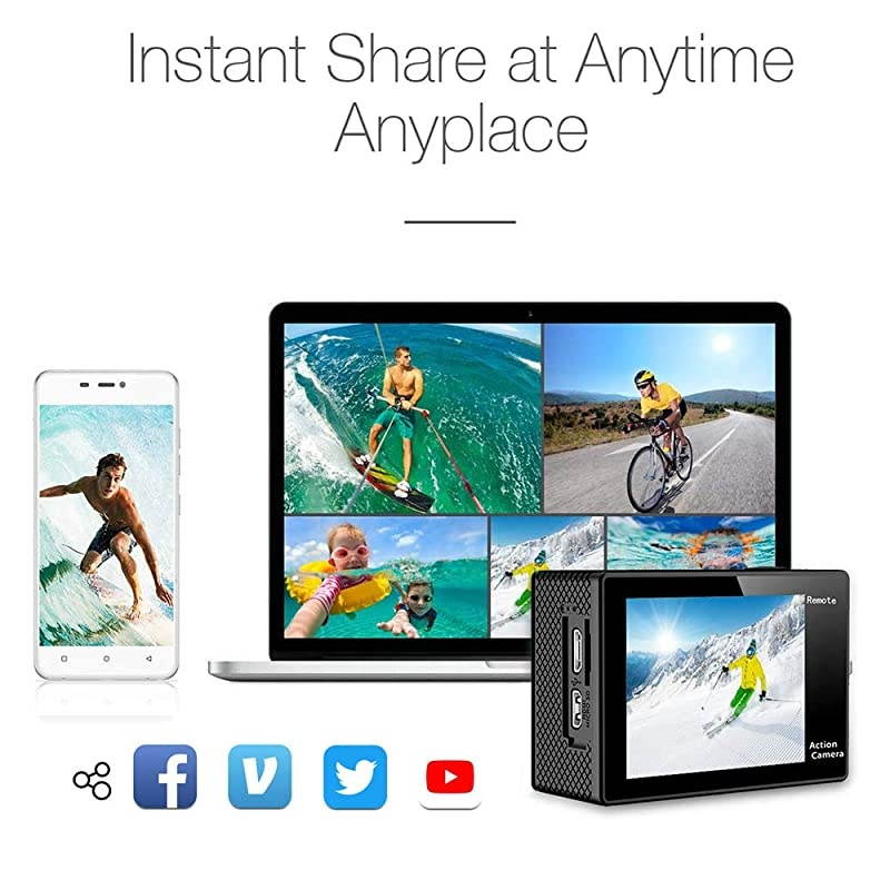 EK7000 4K WiFi Sports Action Camera Ultra HD Waterproof DV Camcorder 12MP 170 Degree Wide Angle