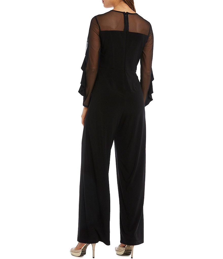 Tahari ASL Sequin Long Sleeve Crepe Jumpsuit