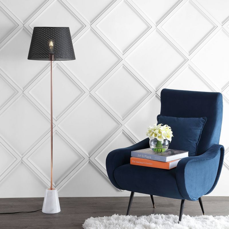 57" Metal/Marble Heymann Minimalist Floor Lamp (Includes LED Light Bulb) Gold - JONATHAN Y