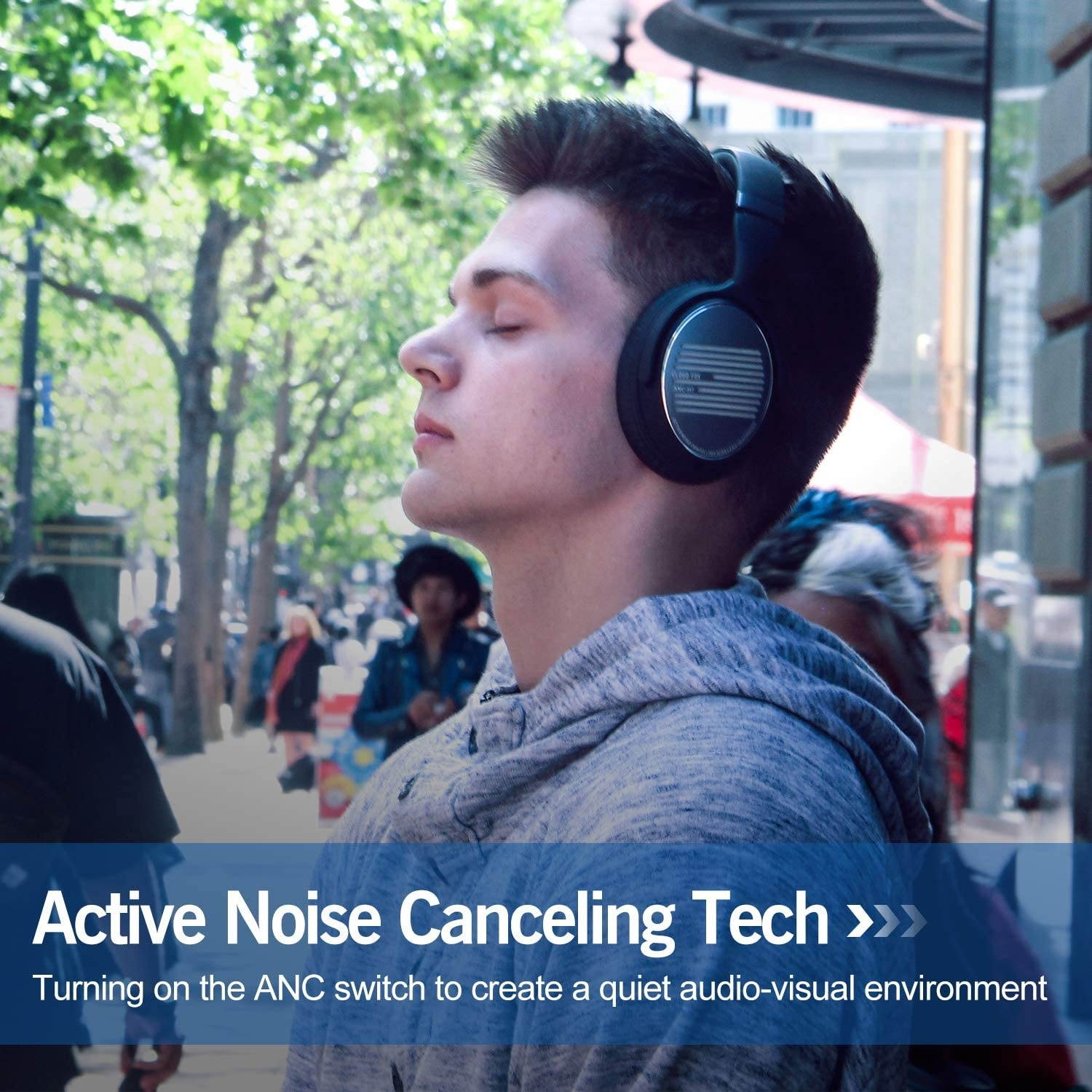 Active Noise Cancelling Headphones ANC Wireless & Wired Bluetooth 4.0 Headset Foldable Over-Ear Headphones with Comfortable Earpads HiFi Stereo Headset with Mic 16 Hours Playtime