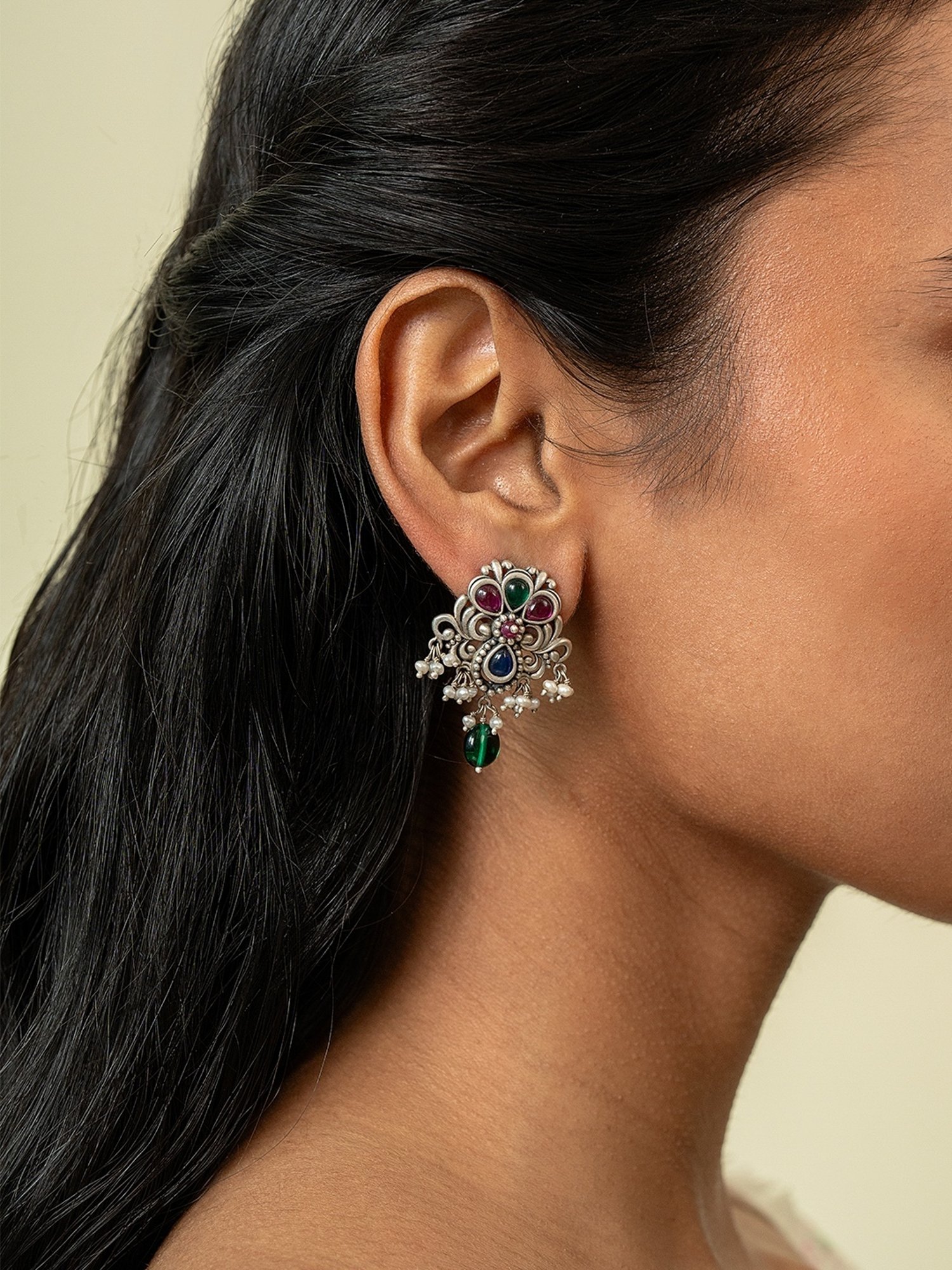 Shaya 92.5 Sterling Silver Feeling Suhino Drop Earrings for Women