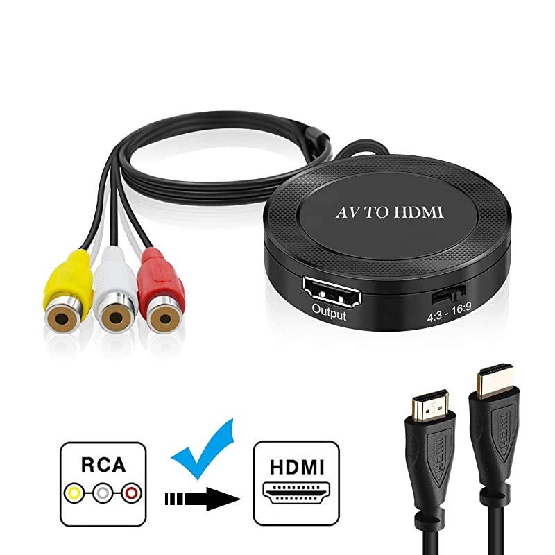 to HDMI Converter Composite to HDMI Adapter Support 1080P PALNTSC Compatible with WII WII U PS one PS2 PS3 STB Xbox VHS VCR BlueRay DVD
