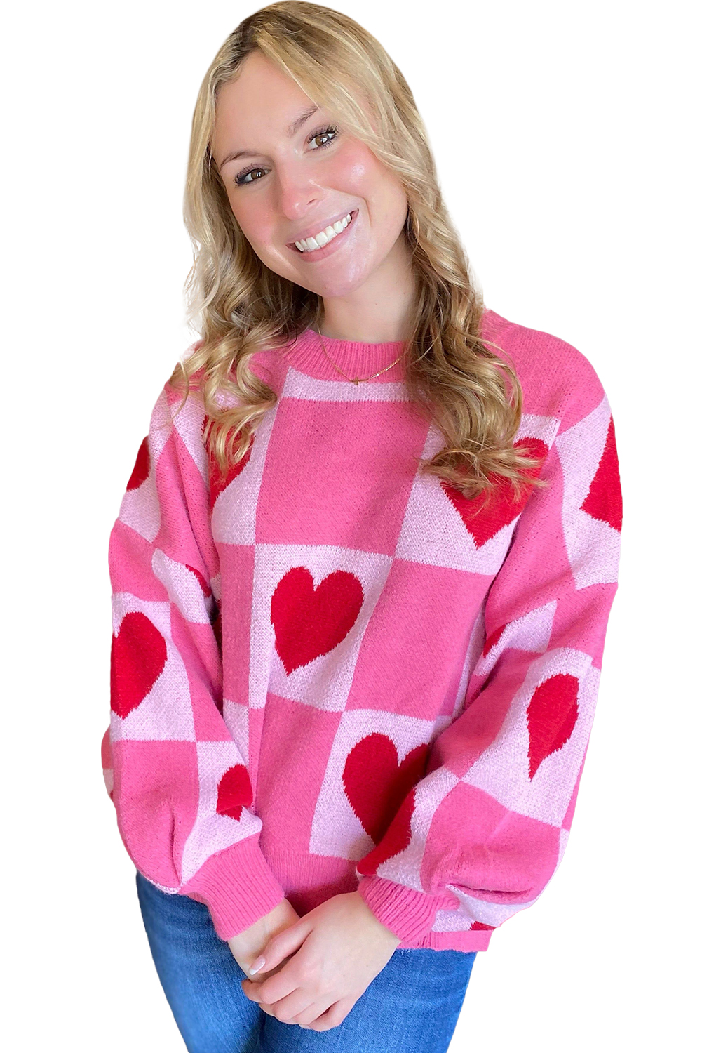 Pink Merry & Bright Pop Up Letter Waffle Knit Sweater