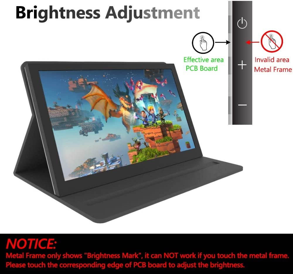 for Raspberry Pi 4 Portable Monitor 7.0 inch Screen - IPS Capacitive Display 1024x600, Second Screen with Laptop, Mini HDMI - Compatible with Raspberry Pi, for PS4 etc, with Leather Holder Case