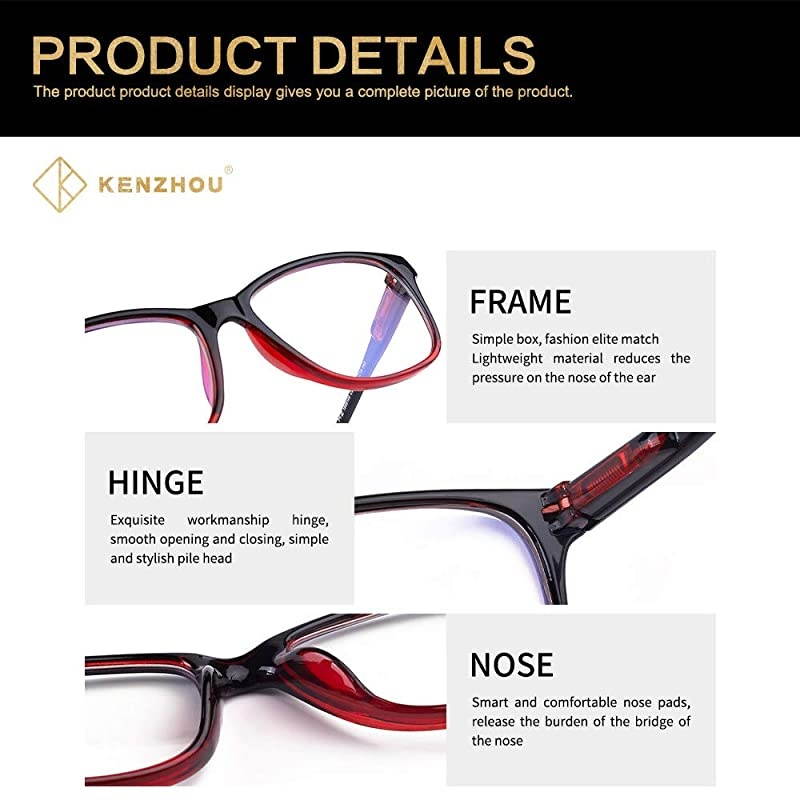 Blue Light Computer Glasses 2 pacFor Women & Men Anti Blue Light (Blacred and Twilight)