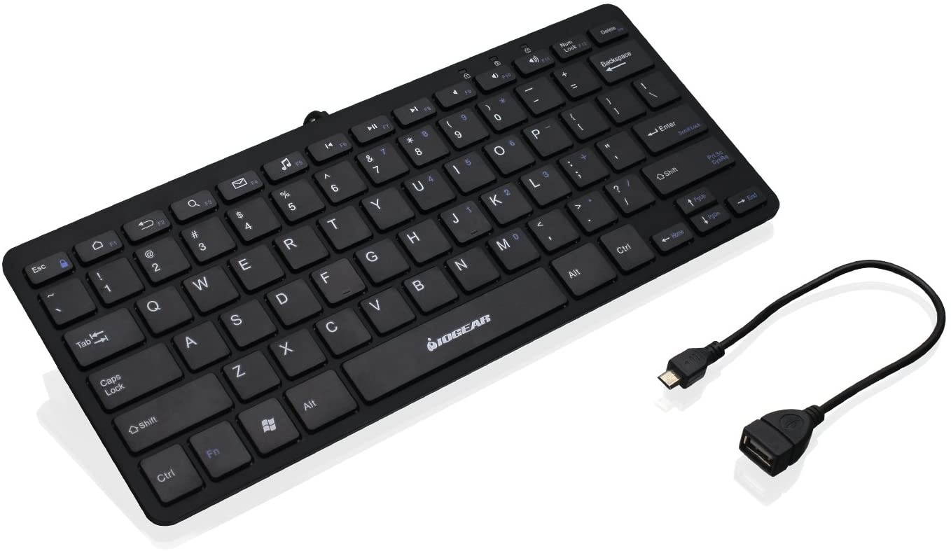 IOGEAR Classroom Portable Wired Keyboard for Tablets with OTG Adapter