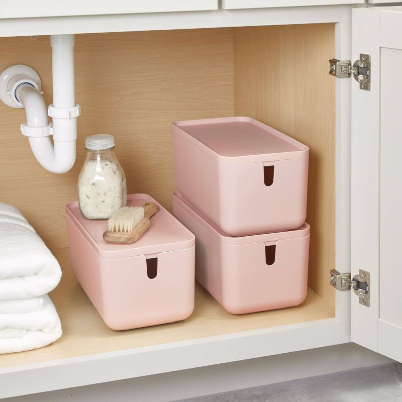 Cade Lidded Storage Bin Blush - iDESIGN