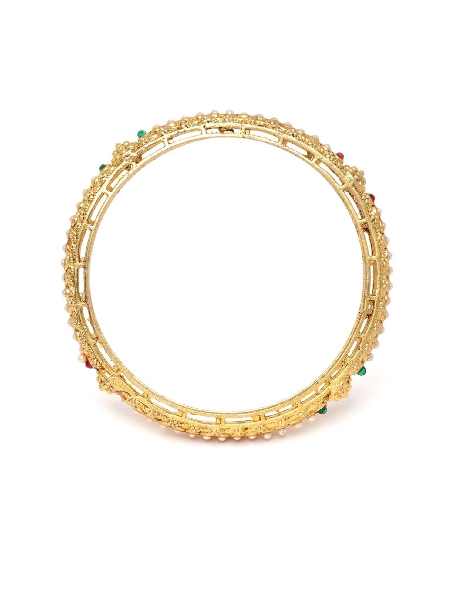 Karatcart Gold-Plated Pearl Studded Bangles for Women - Set of 4