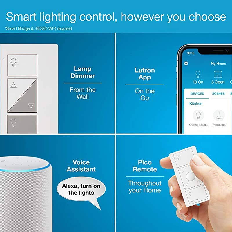Caseta Smart Home Plugin Lamp Dimmer Switch Works with Alexa Apple HomeKit and The Google Assistant | PD3PCLWH | White